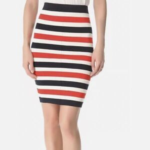NEW Juicy Couture Y2K Atlantic Striped Office Pencil Skirt Navy White Red M